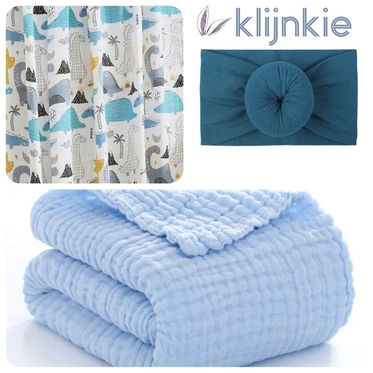Klijnkie Muslin Set - DINOSAUR BLUE