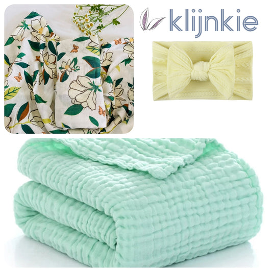 Klijnkie Muslin Set - YELLOW FLOWERS