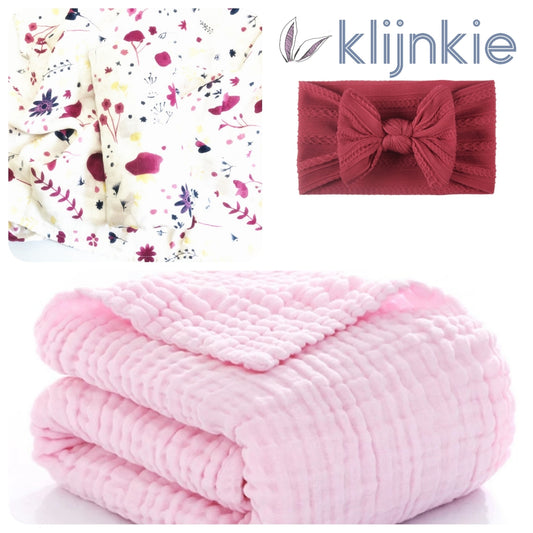 Klijnkie Muslin Set - PINK FLOWERS