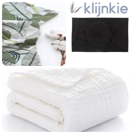 Klijnkie Muslin Set - GREEN LEAVES 1